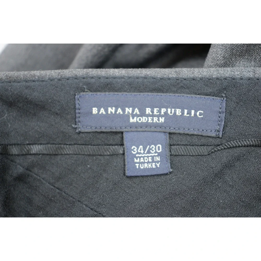 Banana Republic Pants Mens 34‎ x 30 Gray 100% Wool Straight Leg Pleated